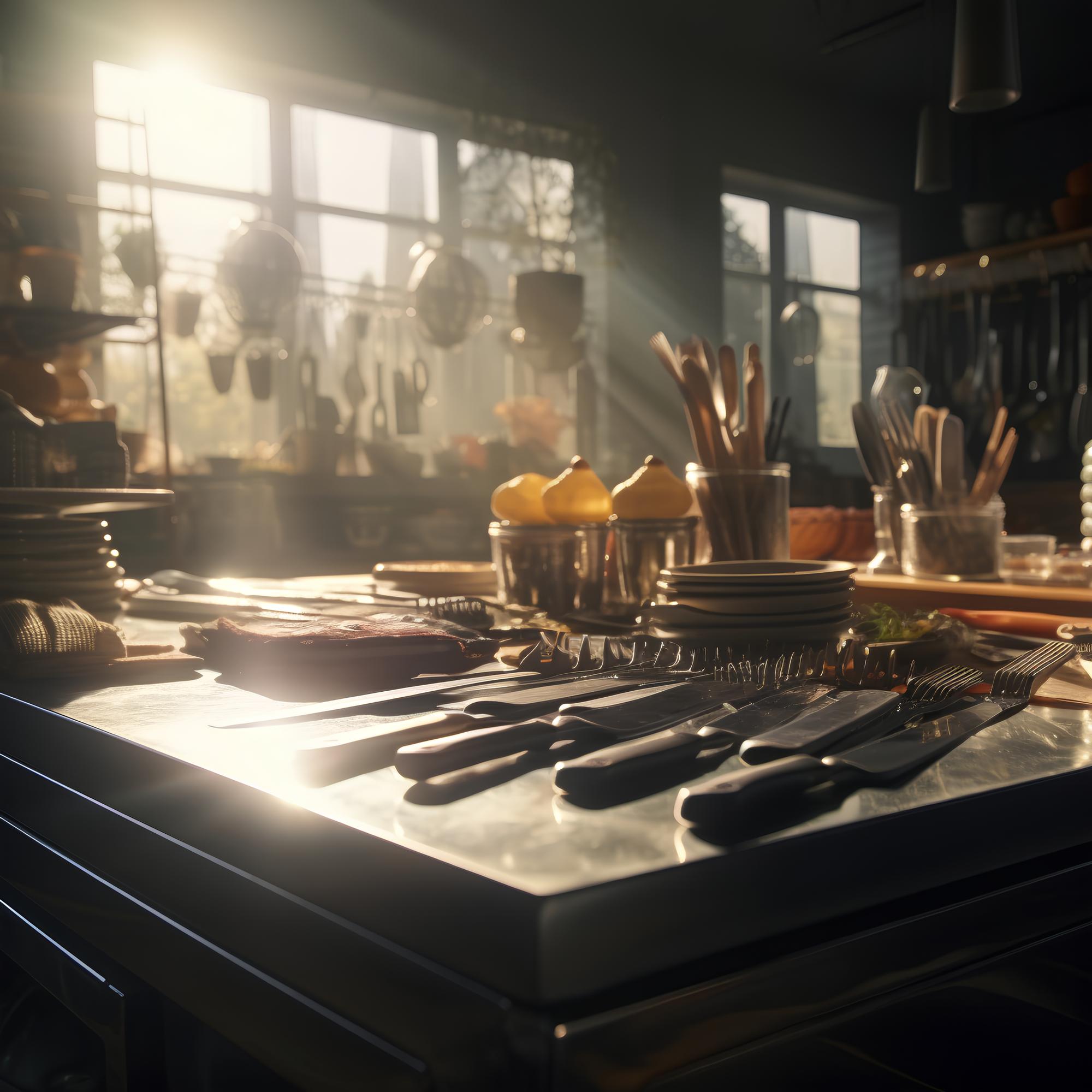 Studio interior with cooking stations